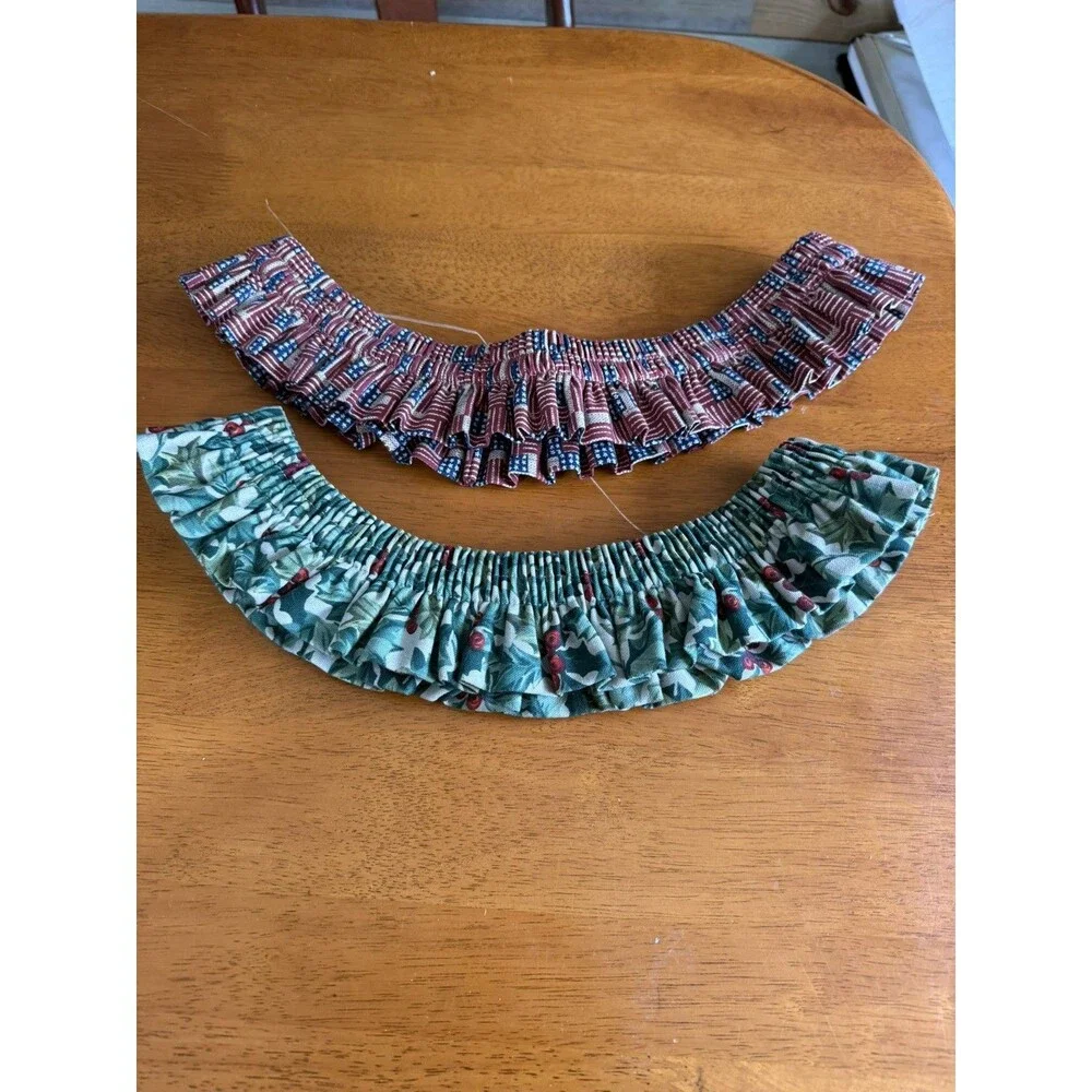 2 Vintage 90s Large Fabric Garter For Longaberger Baskets American Christmas